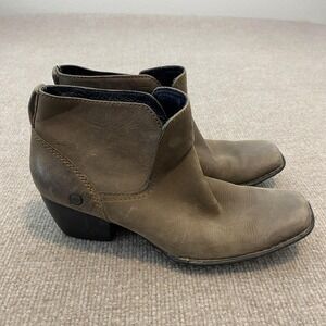 Born Boots Womens Size 7 Brown Leather Western Ankle Block Heel W21354